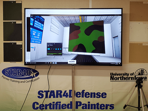 Large HDMI display shows a view of the VirtualPaint system