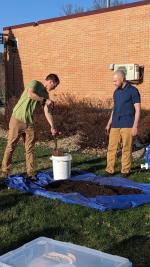 Jason Clay, IWRC Environmental Specialist leading hands-on compost training